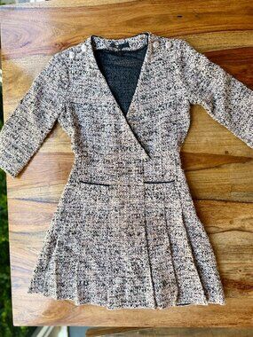 Maje Short Tweed Dress with Accentuated Waist FR 34 / US XS